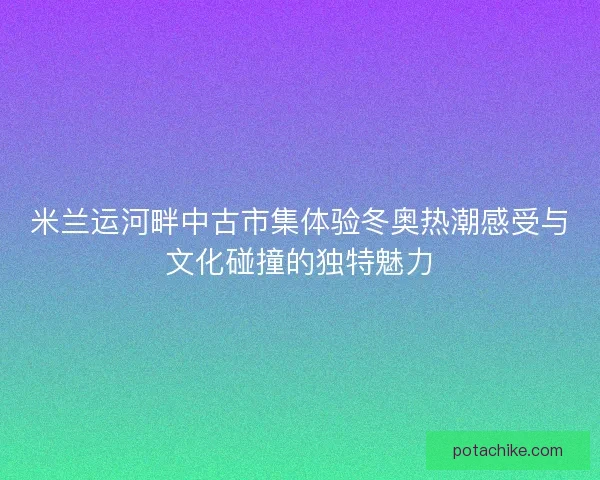 米兰运河畔中古市集体验冬奥热潮感受与文化碰撞的独特魅力
